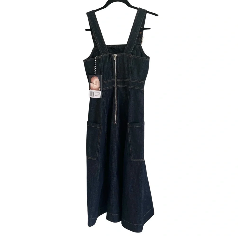 AlexaChung Blue Indigo Denim Midi Apron Dress NWT US 0 - Picture 2 of 11